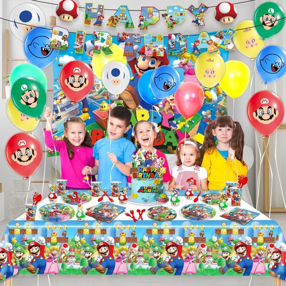 Mario Birthday Party Supplies, 116PCS Mario Party Decorations